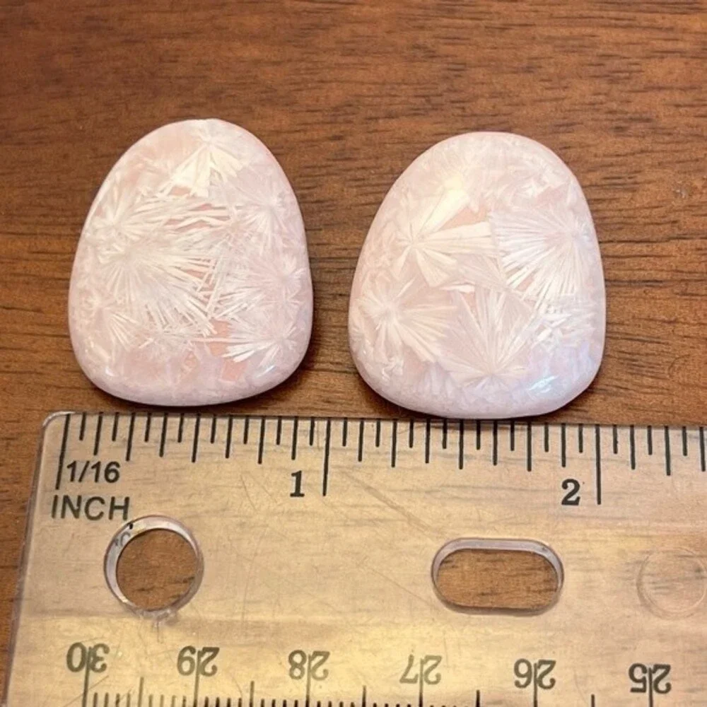 80s Vintage Button Earrings Oversized Light Pink Handmade Studs